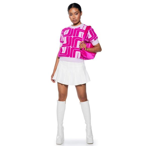 EUC Akira PENELOPE FUZZY KNIT SHORT SLEEVE SWEATER sz: XL - Picture 2 of 12